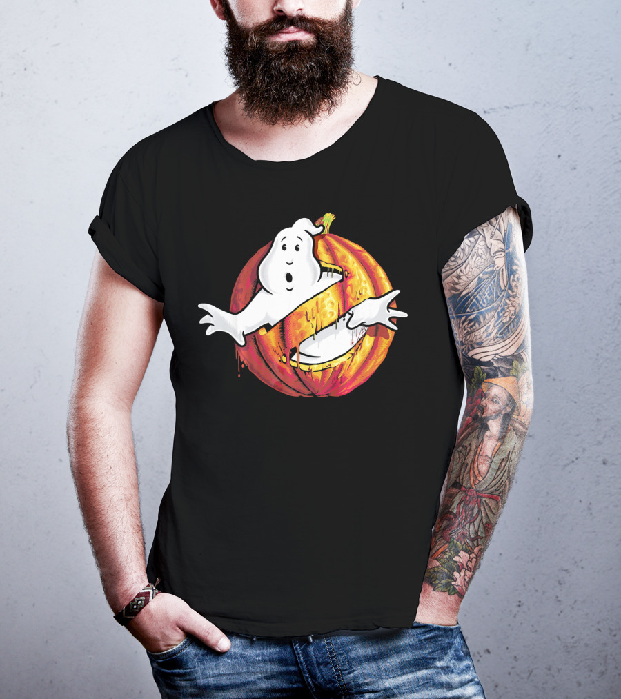 Ghostbusters Classic Logo Halloween Pumpkin Mashup T-Shirt