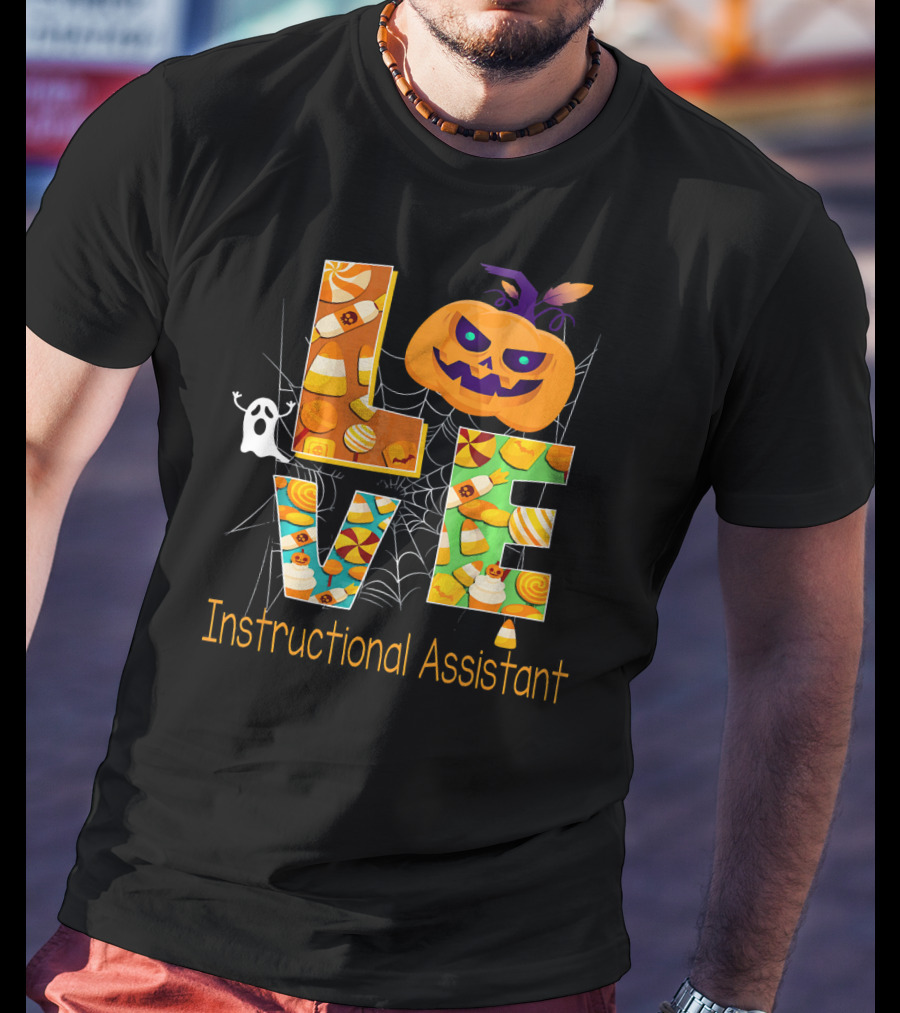 Halloween Love Instructional Assistant Pumpkin Candy Ghost T-Shirt