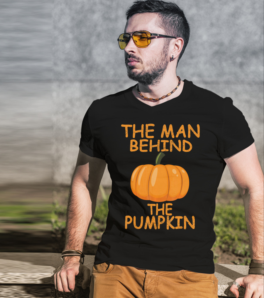 The Man Behind The Pumpkin Funny Halloween Pregnancy T-Shirt