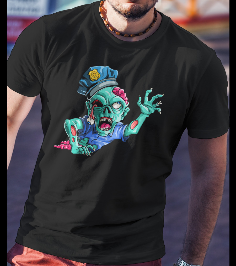 Zombie Police Funny Halloween Horror Scary Undead Officer T-Shirt