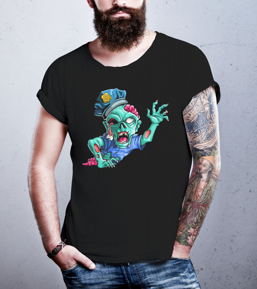 Zombie Police Funny Halloween Horror Scary Undead Officer T-Shirt