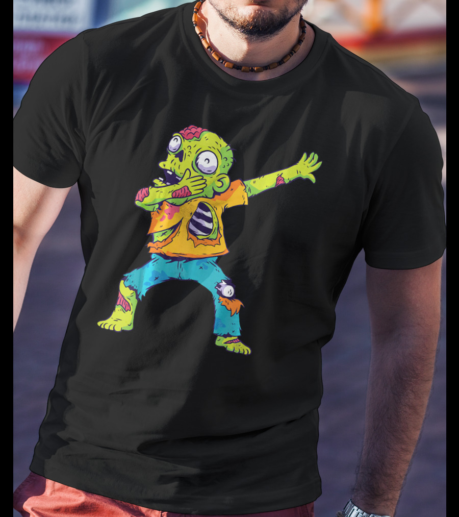 Dabbing Zombie Funny Halloween Zombi Cute Cartoon T-Shirt