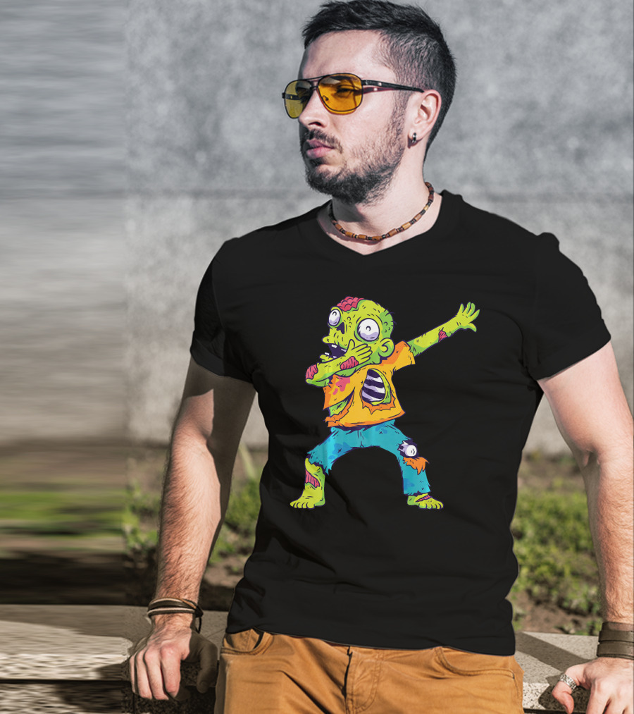 Dabbing Zombie Funny Halloween Zombi Cute Cartoon T-Shirt