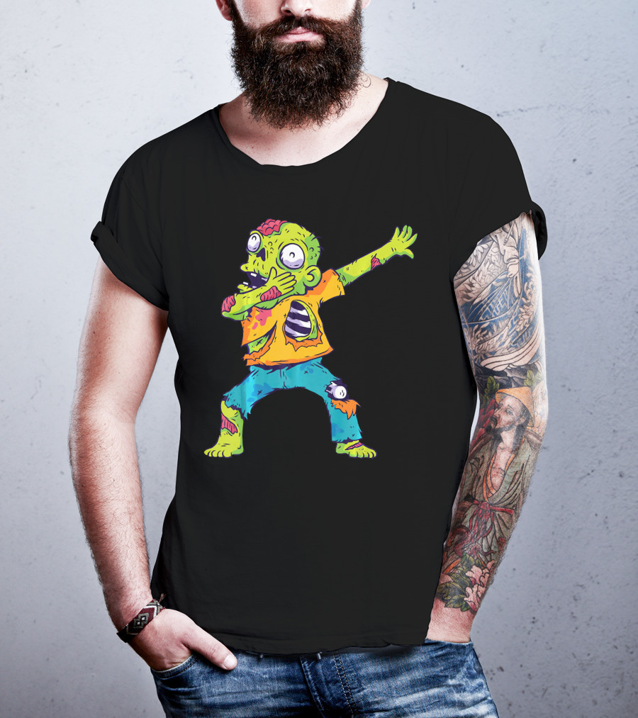 Dabbing Zombie Funny Halloween Zombi Cute Cartoon T-Shirt