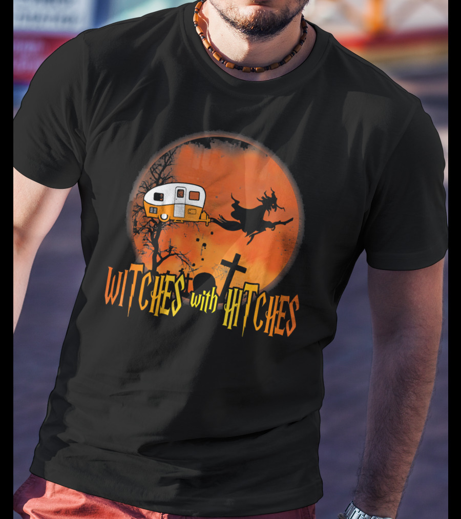 Witches With Hitches Halloween Camper Scene T-Shirt