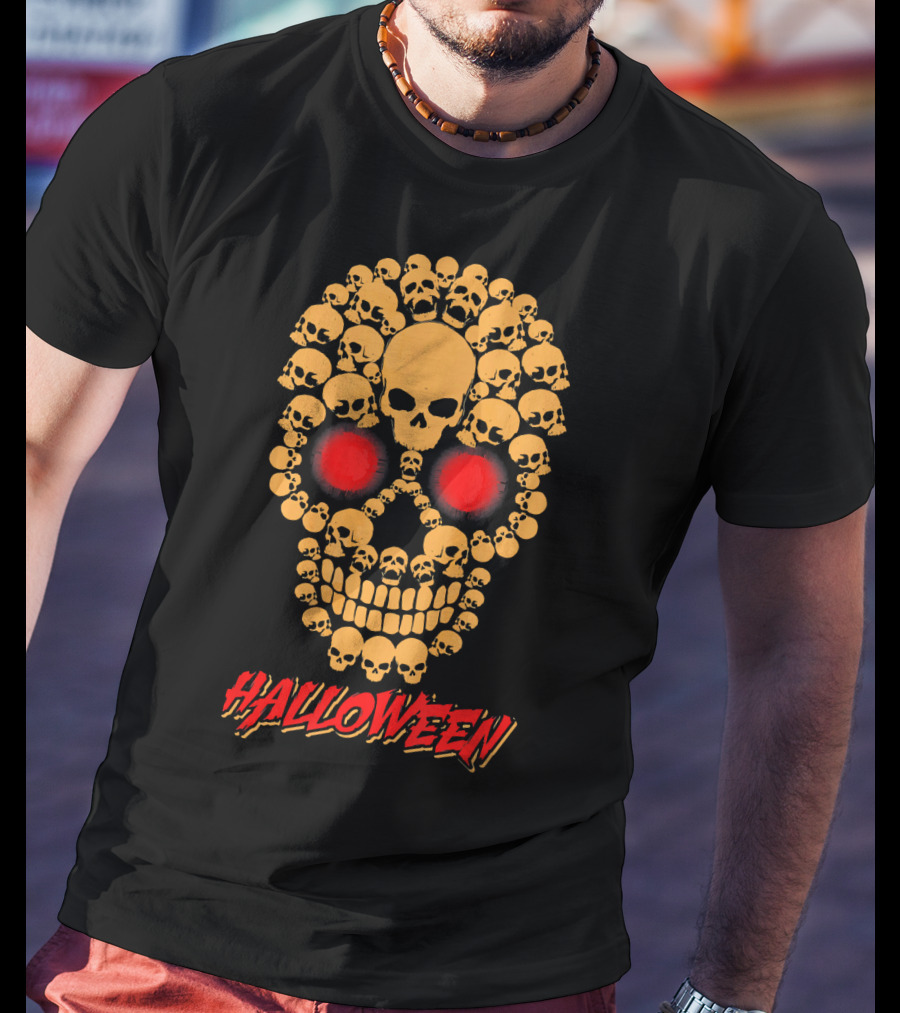 HALLOWEEN Skull Skeleton Zombie Face T-Shirt