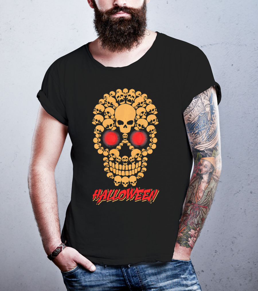 HALLOWEEN Skull Skeleton Zombie Face T-Shirt