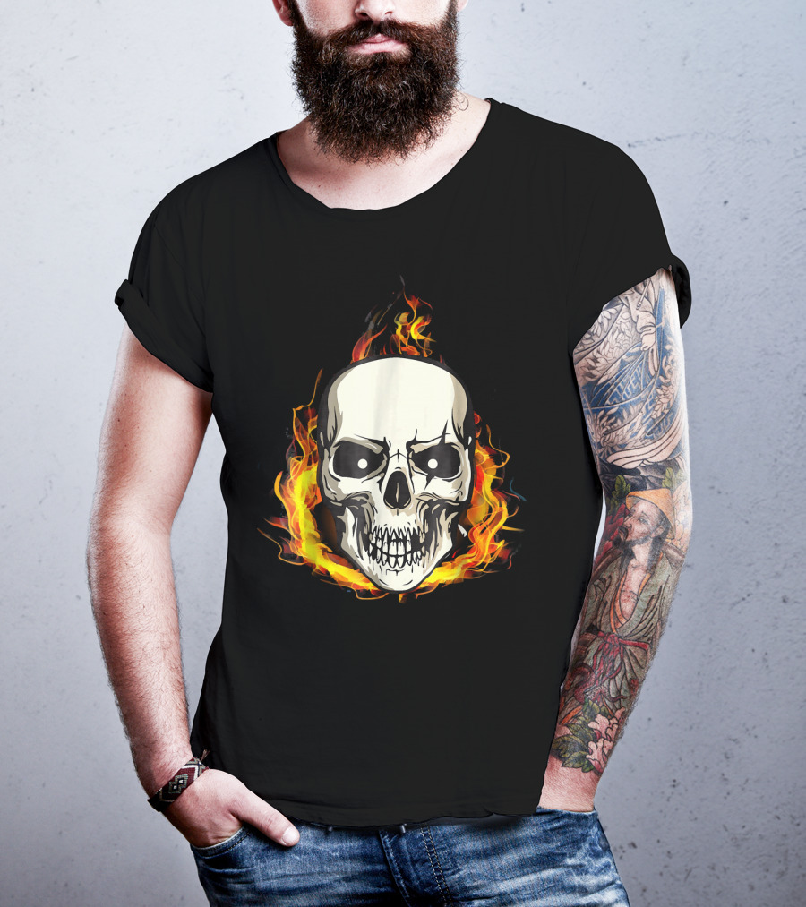Flaming Skull Inferno Skull T-Shirt