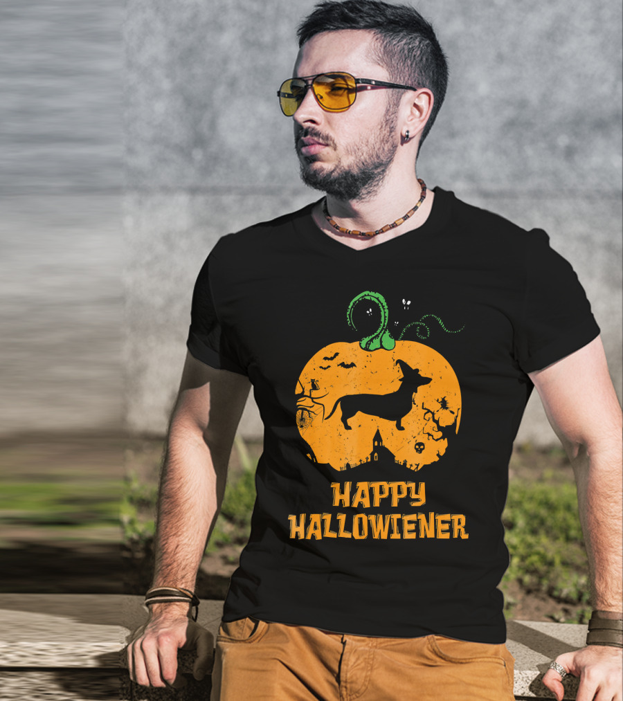 Happy Halloweiner Halloween Dachshund Pumpkin T-Shirt
