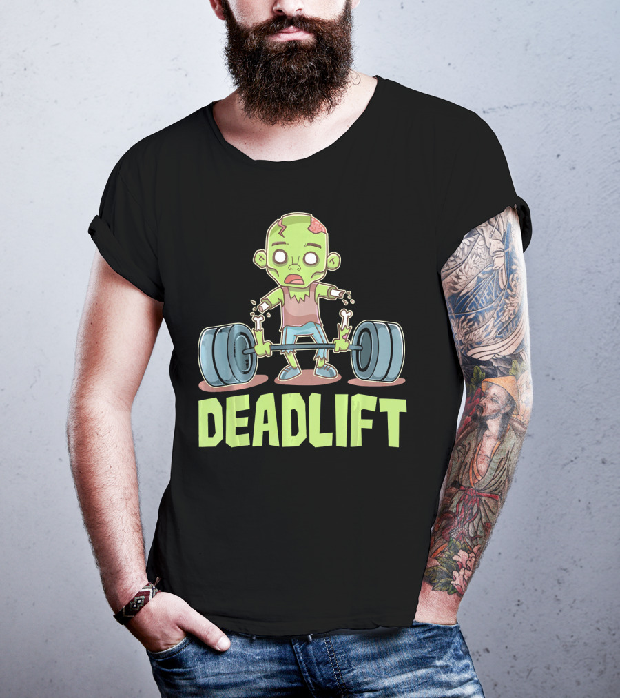 Deadlift Zombie Lifting Cartoon Undead Weightlifting T-Shirt