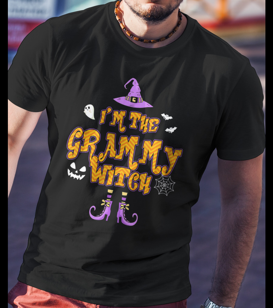 I'm The Grammy Witch Halloween Ghosts And Pumpkin Hat Boots T-Shirt