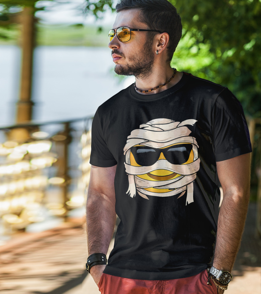 Smiling Face With Sunglasses Emoji Wink Wrapped In Bandages T-Shirt