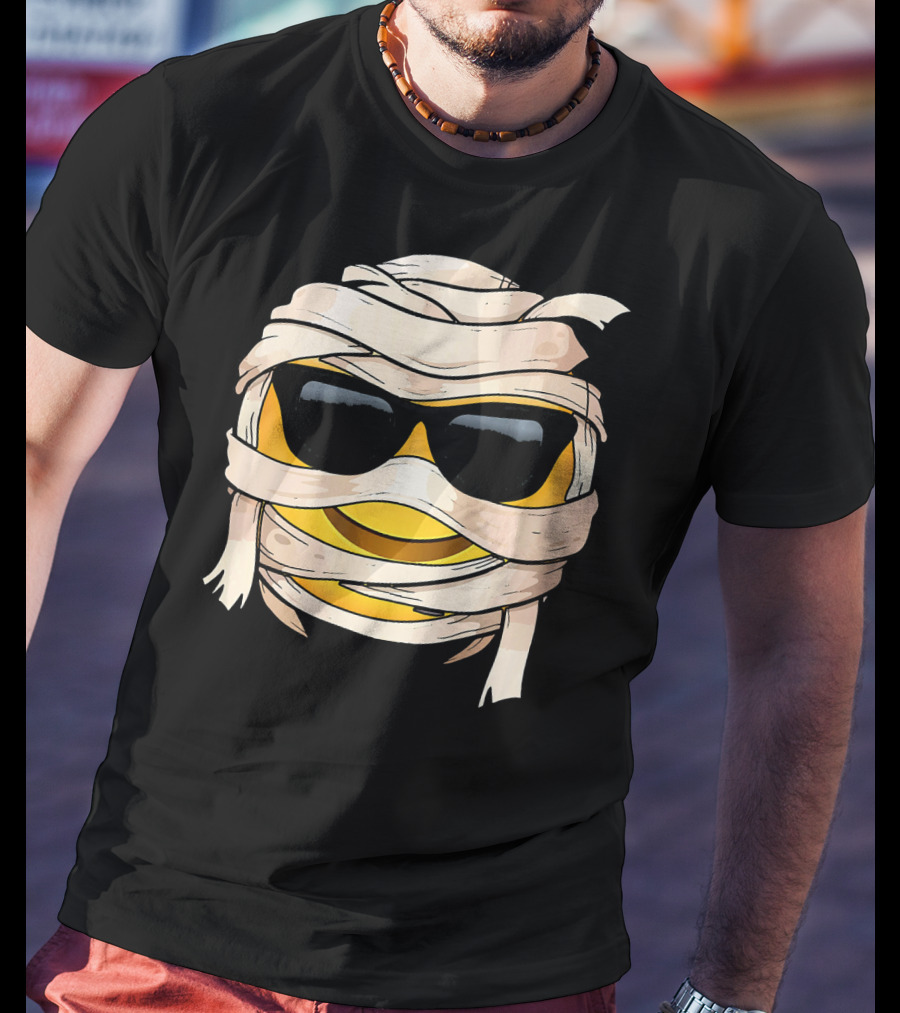 Smiling Face With Sunglasses Emoji Wink Wrapped In Bandages T-Shirt