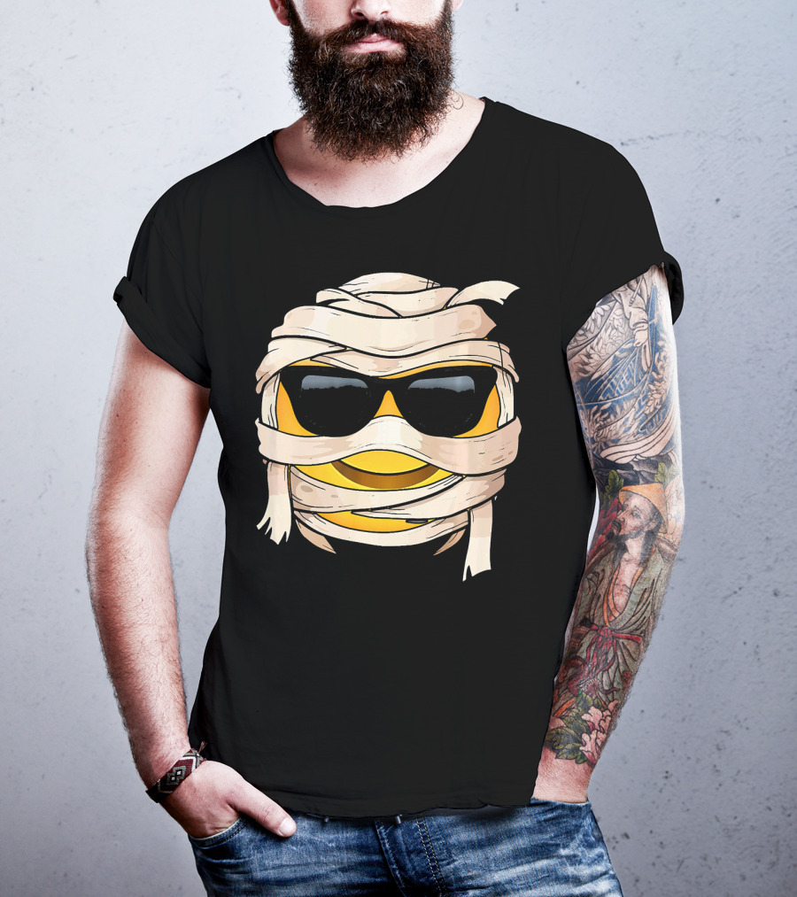 Smiling Face With Sunglasses Emoji Wink Wrapped In Bandages T-Shirt