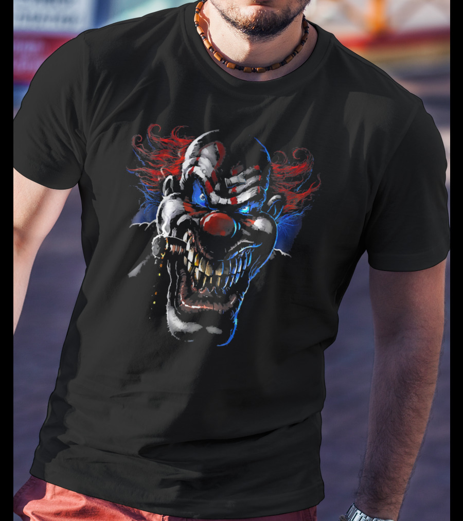 Scary Clown Evil Grinning Red Eyes T-Shirt