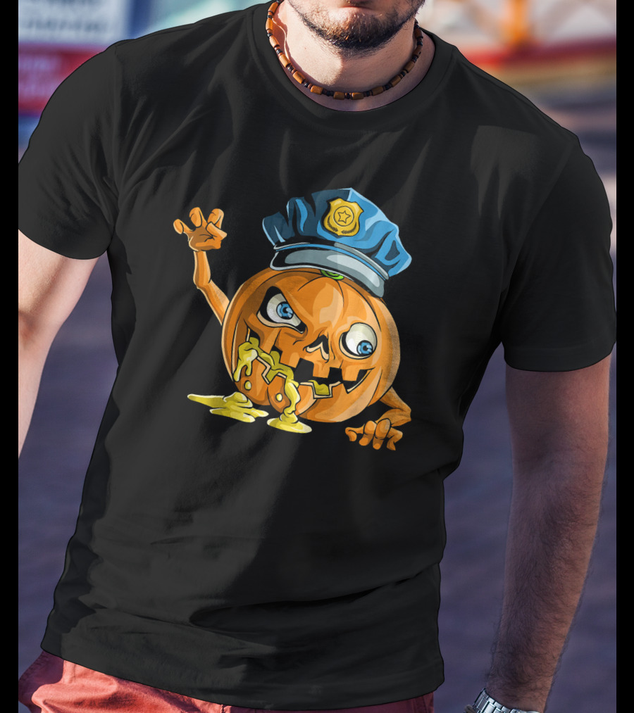 Zombie Pumpkin Police Officer Rising T-Shirt