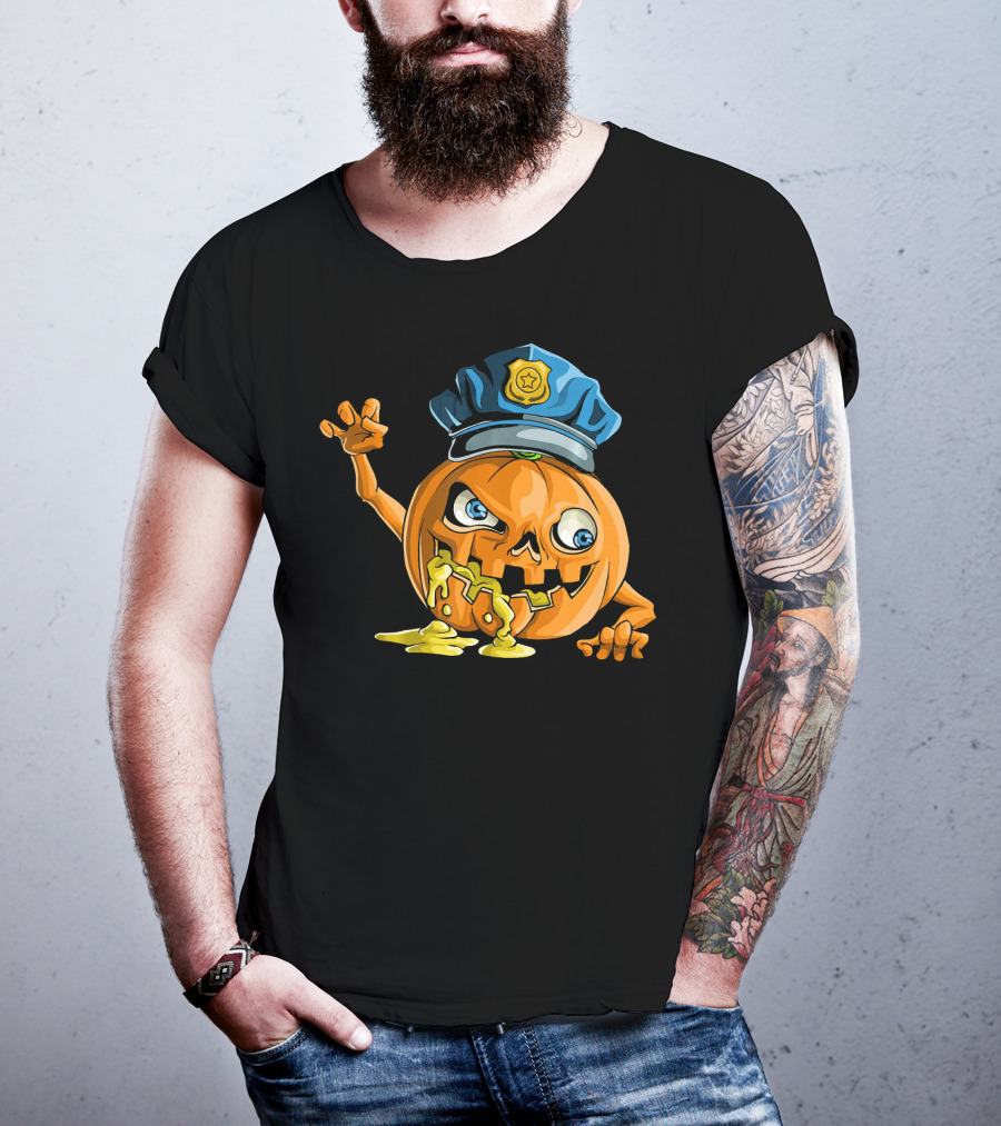 Zombie Pumpkin Police Officer Rising T-Shirt