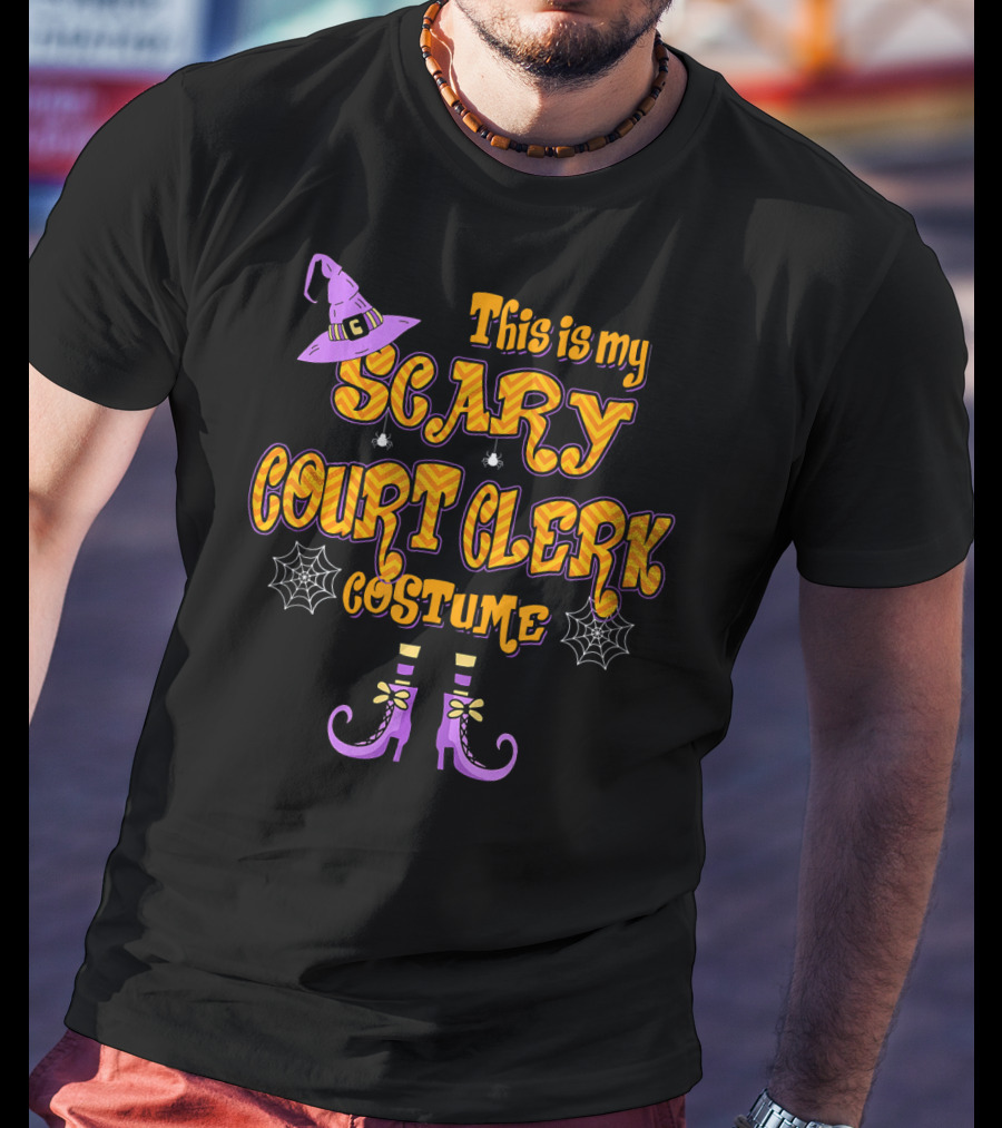This Is My Scary Court Clerk Costume With Witch Hat And Spider Webs T-Shirt