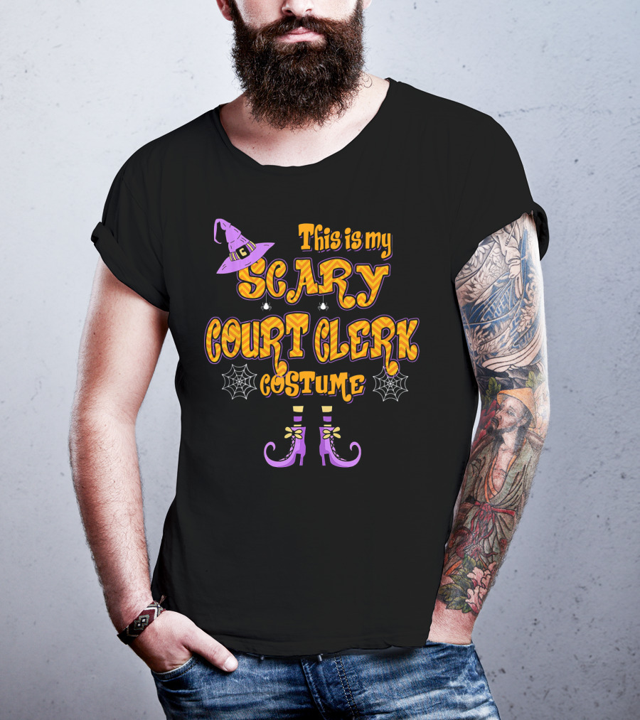 This Is My Scary Court Clerk Costume With Witch Hat And Spider Webs T-Shirt