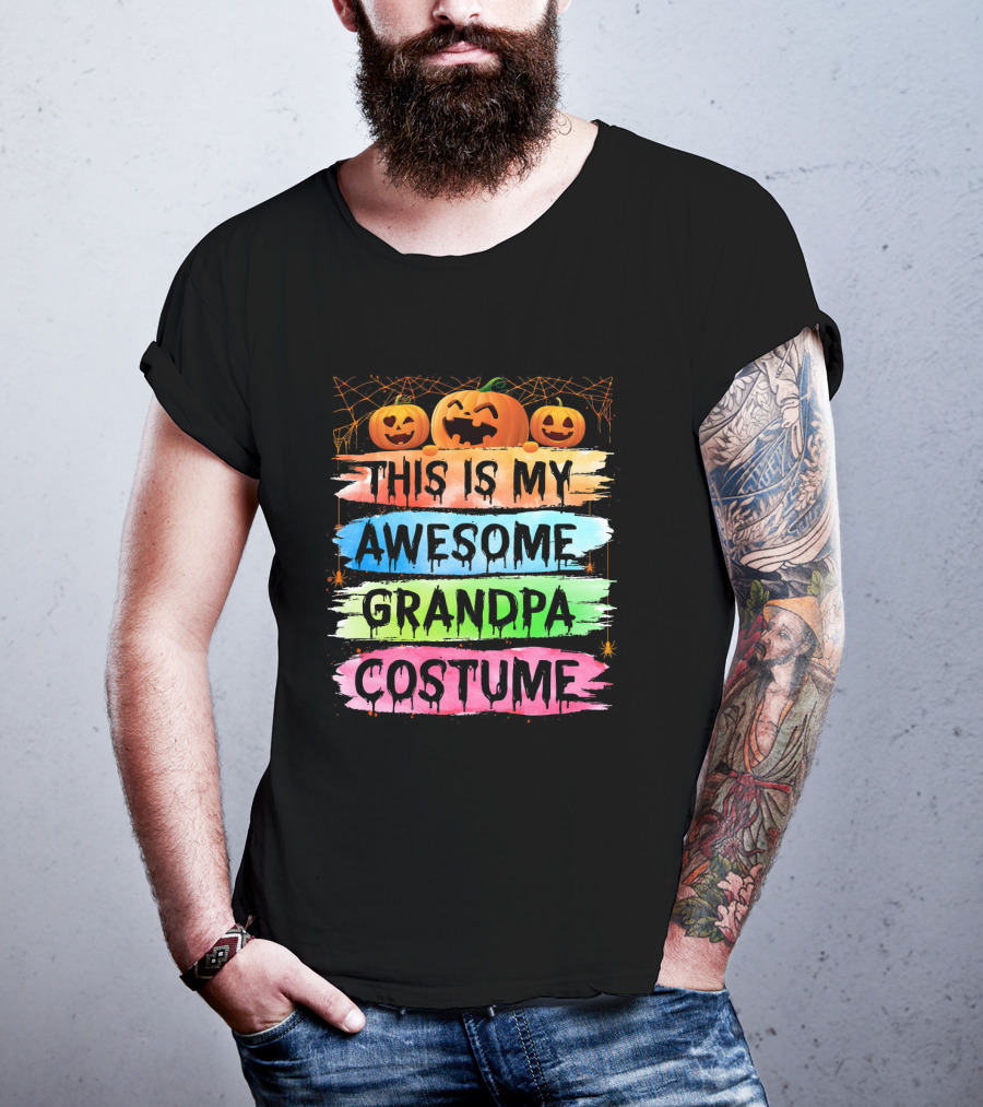 This Is My Awesome Grandpa Costume Halloween Pumpkins T-Shirt