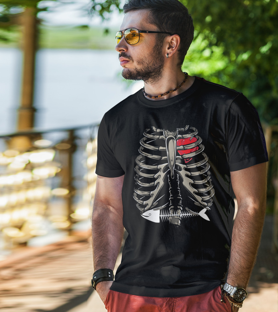 Xray Ribcage Heart Fish Bone Costume Cool Easy T-Shirt