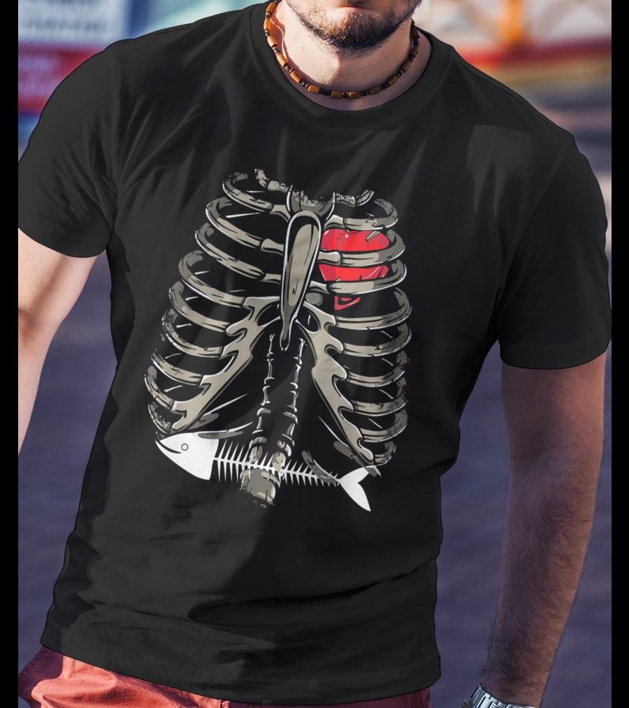 Xray Ribcage Heart Fish Bone Costume Cool Easy T-Shirt