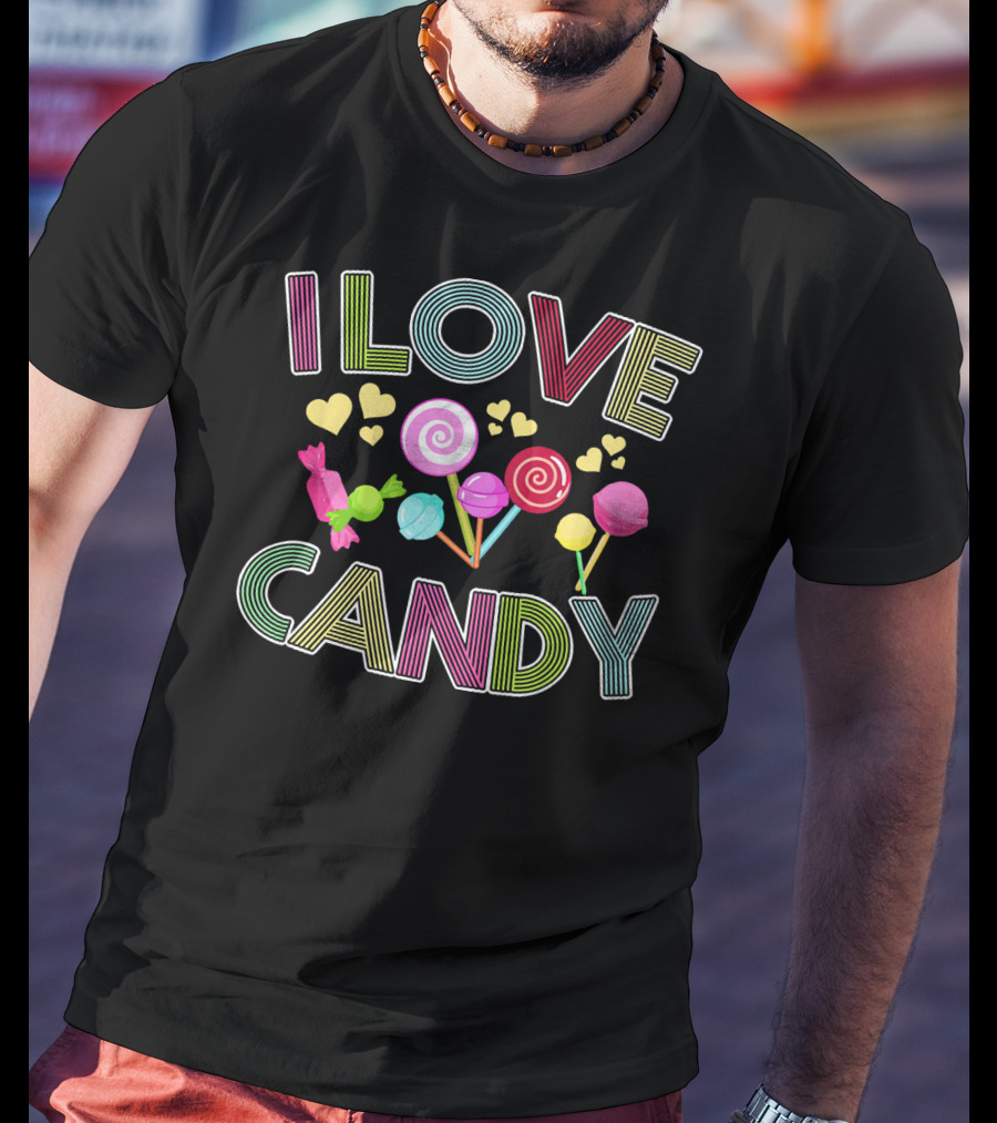 I Love Candy Cute Halloween Trick Or Tre Pops Hearts Colorful Candies T-Shirt