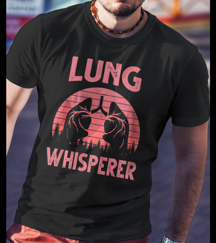Lung Whisperer Respiratory Vintage Sunset Forest Lung T-Shirt