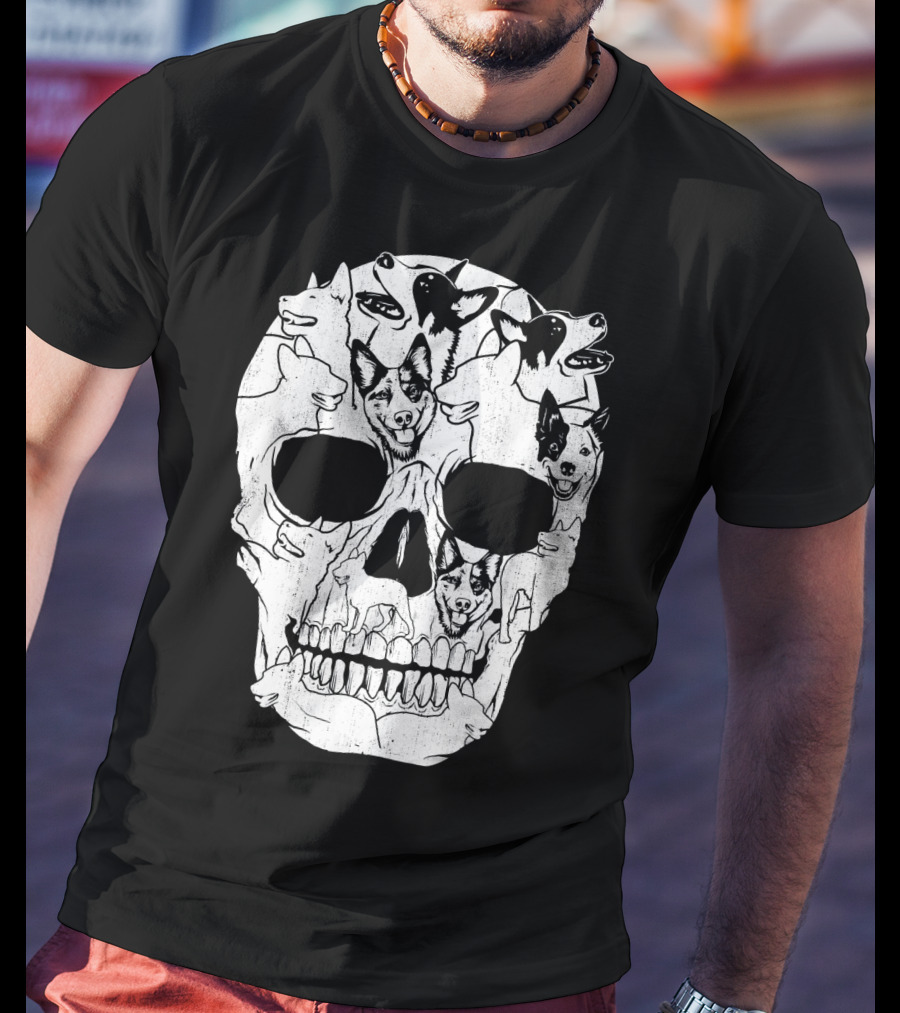 Australian Cattle Dog Skull Halloween Co Canine T-Shirt