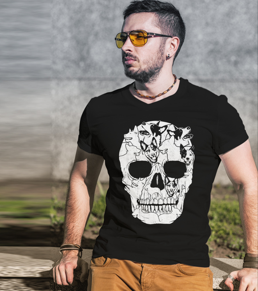 Australian Cattle Dog Skull Halloween Co Canine T-Shirt