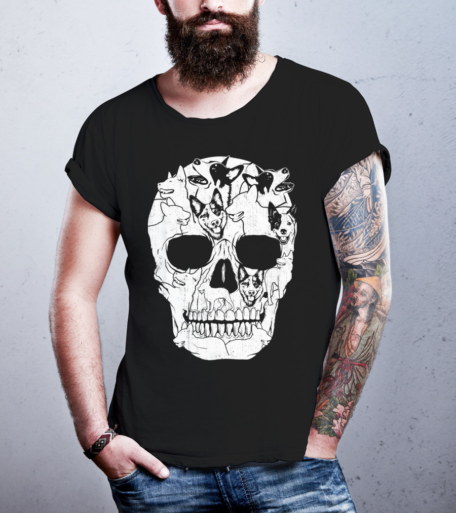 Australian Cattle Dog Skull Halloween Co Canine T-Shirt