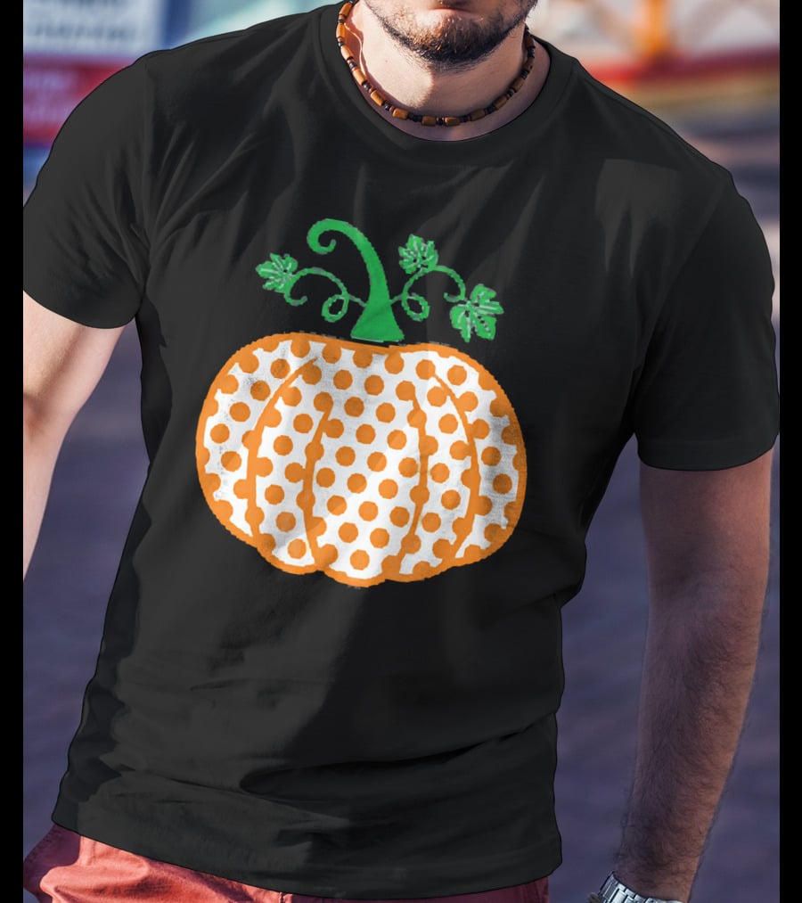 Pumpkin Polka Dot Pattern Autumn Decor T-Shirt