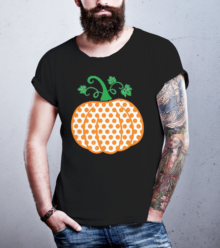 Pumpkin Polka Dot Pattern Autumn Decor T-Shirt