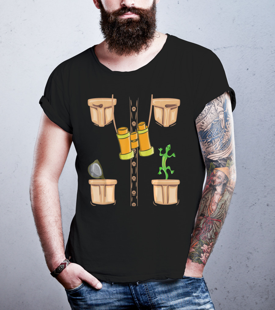 Halloween Animal Zookeeper Jungle Safari Binoculars Lizard Costume T-Shirt