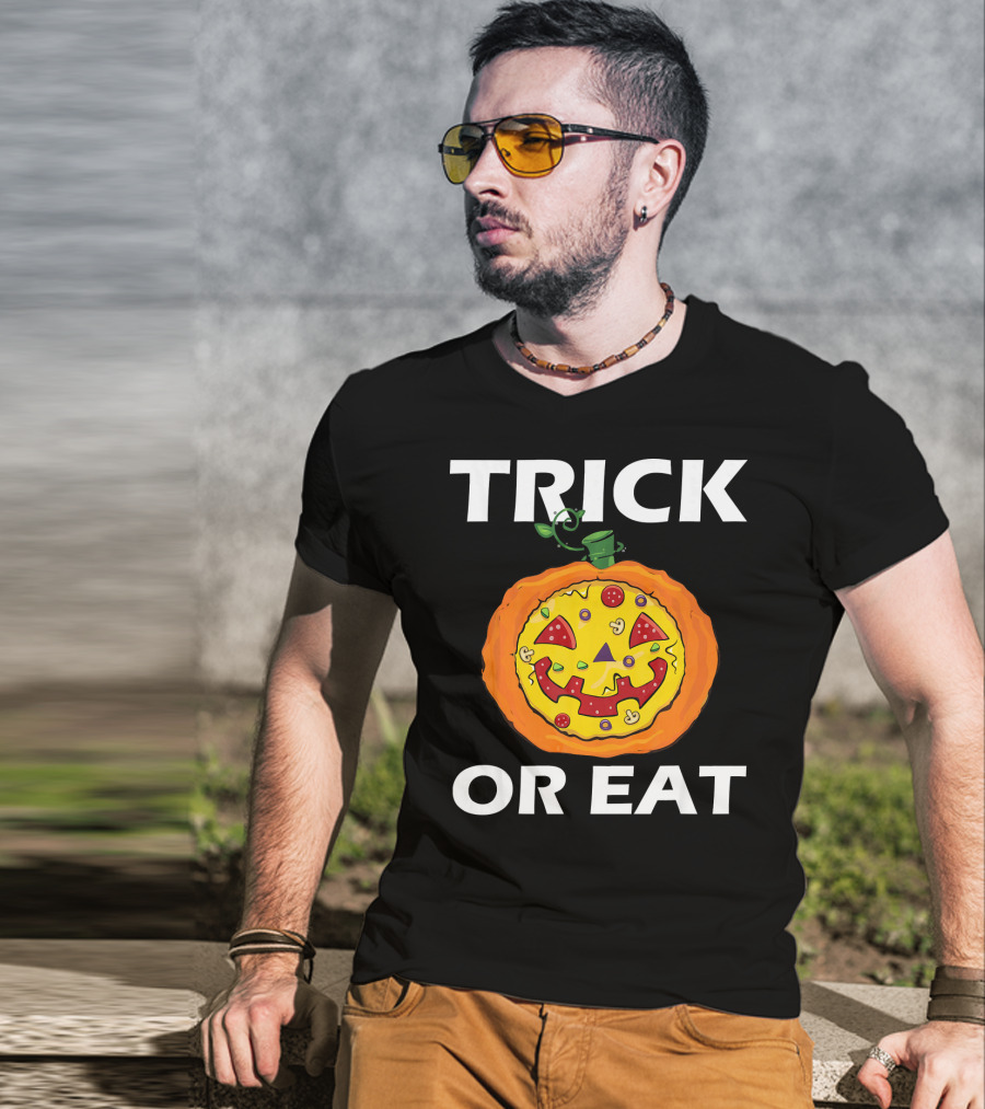 Trick Or Eat Pizza Face Pumpkin Costume T-Shirt