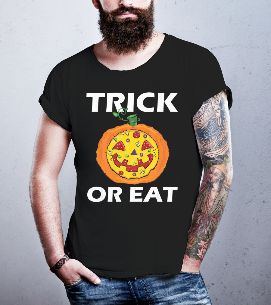 Trick Or Eat Pizza Face Pumpkin Costume T-Shirt