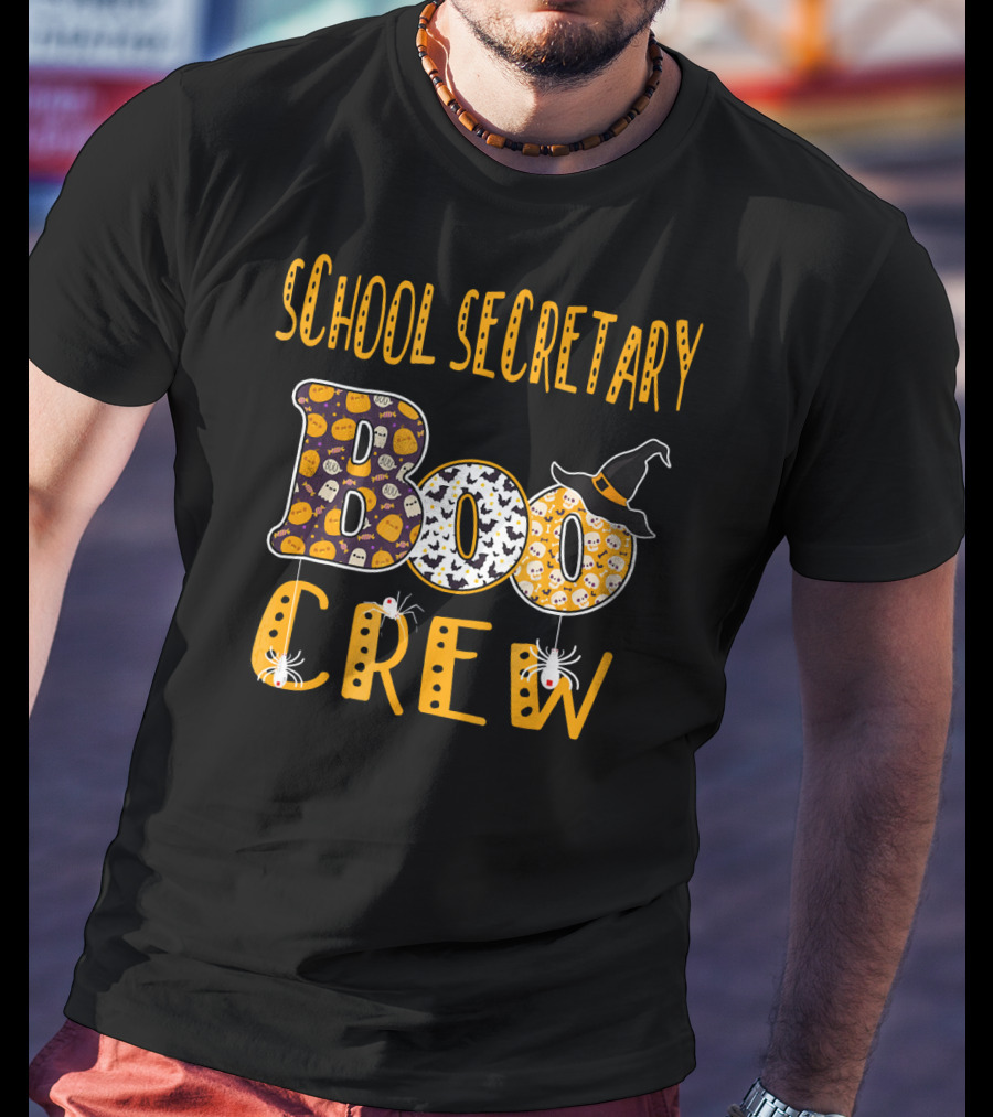 School Secretary Boo Crew Halloween Teacher T-Shirt