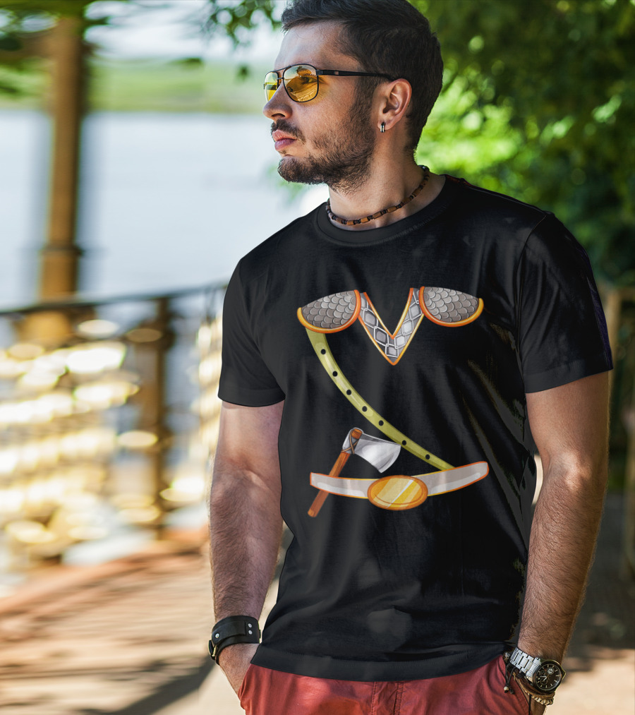 Viking Costume Norse Axe And Armor Halloween Idea T-Shirt