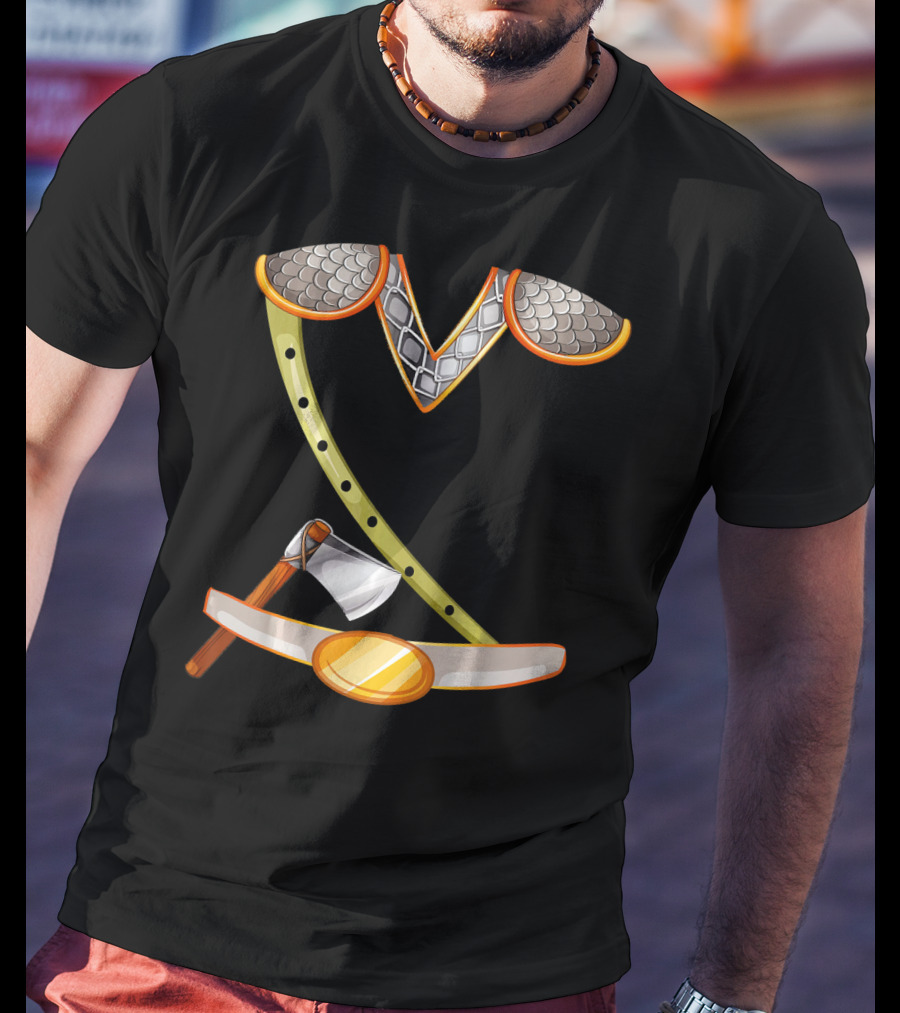 Viking Costume Norse Axe And Armor Halloween Idea T-Shirt