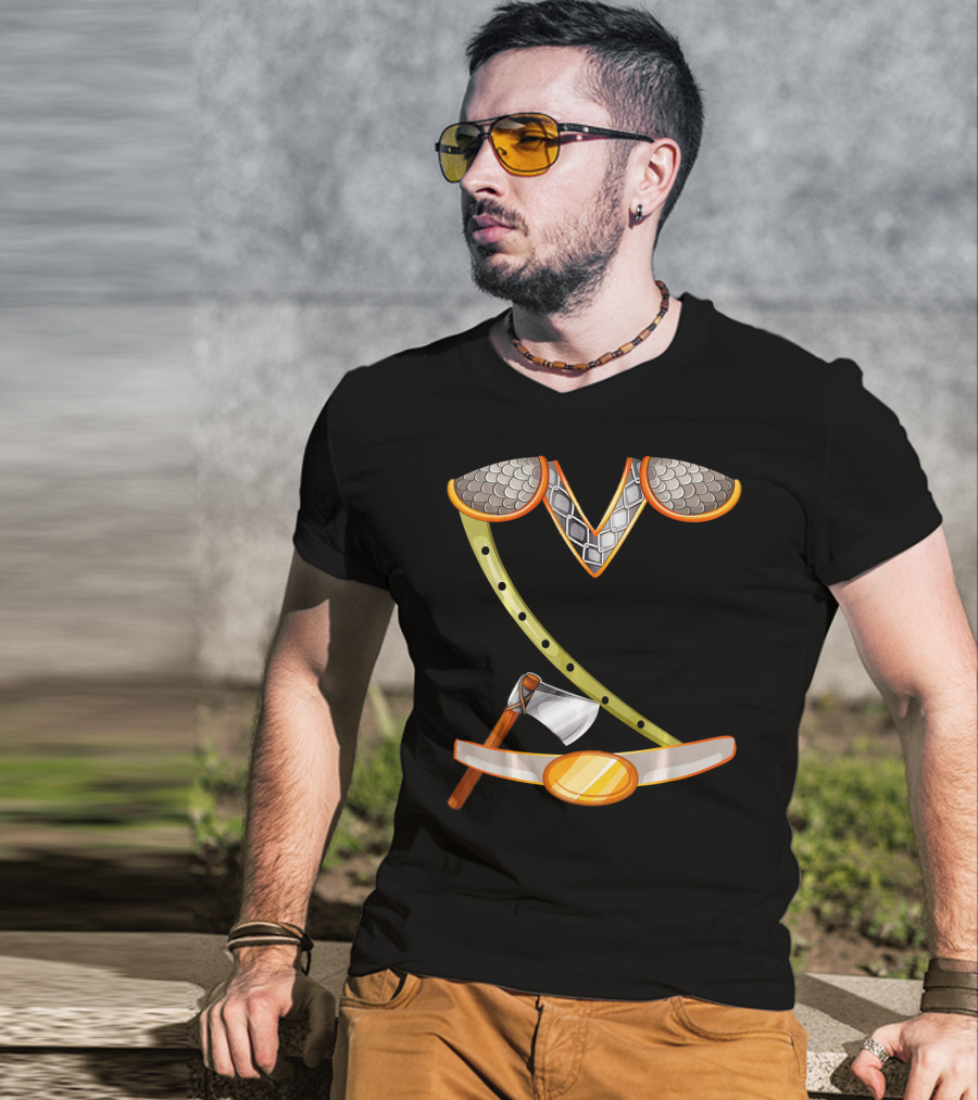 Viking Costume Norse Axe And Armor Halloween Idea T-Shirt