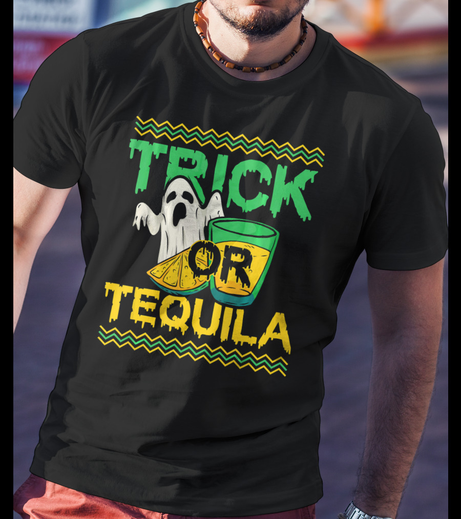Trick Or Tequila Ghost Lemon Shot Halloween T-Shirt