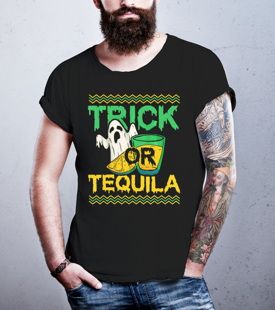 Trick Or Tequila Ghost Lemon Shot Halloween T-Shirt
