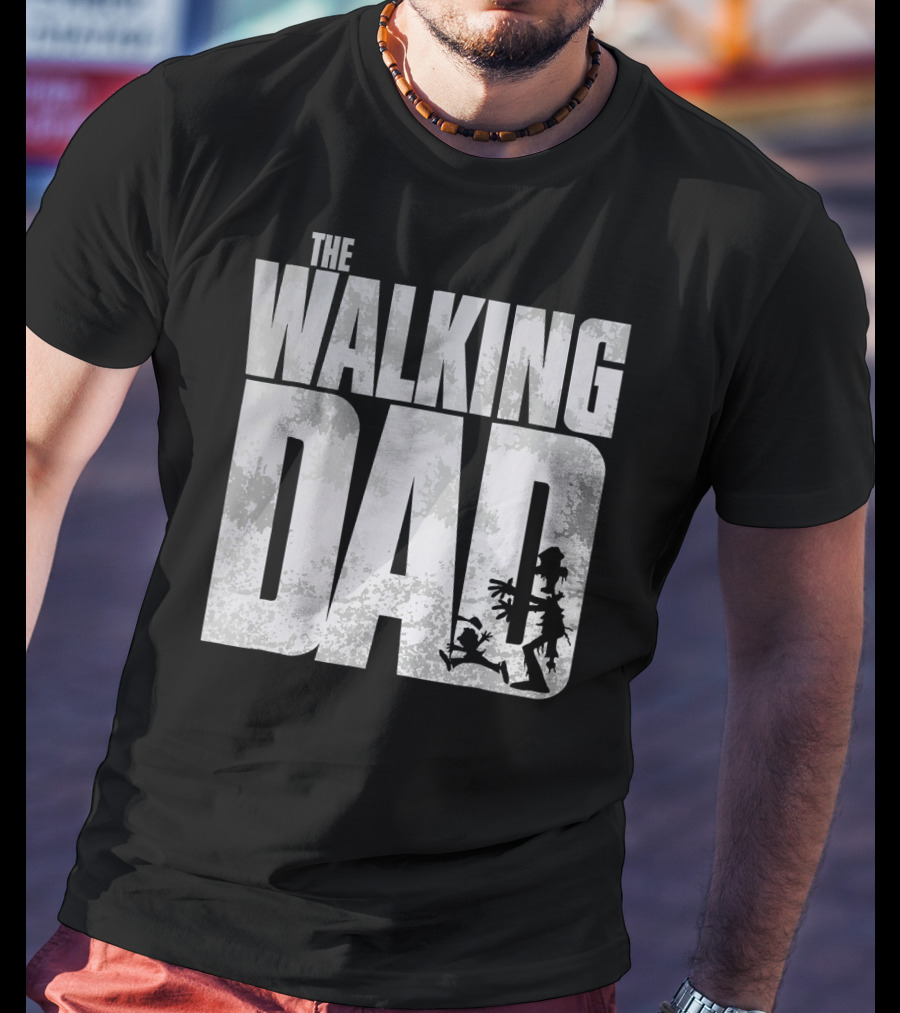 The Walking Dad Zombie Silhouette Scary T-Shirt