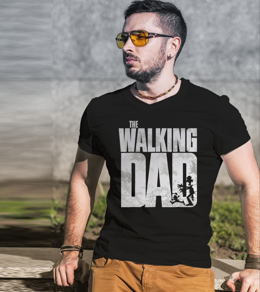The Walking Dad Zombie Silhouette Scary T-Shirt