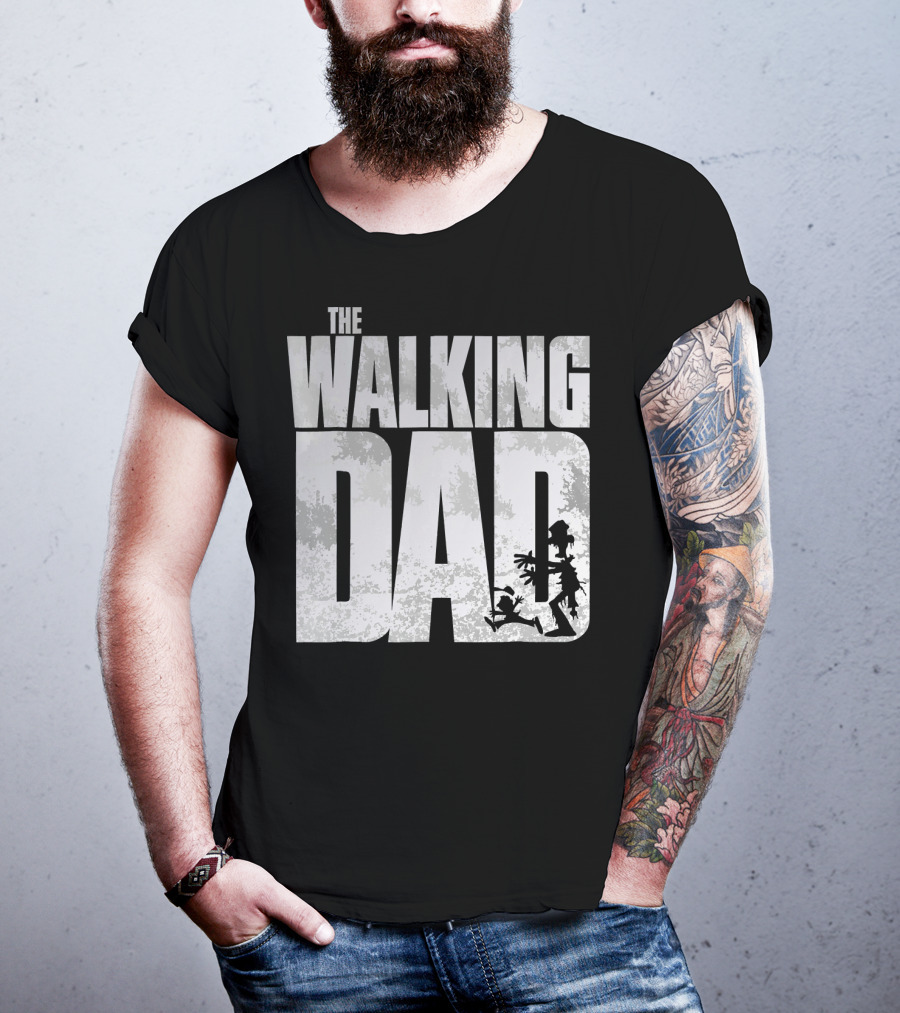 The Walking Dad Zombie Silhouette Scary T-Shirt