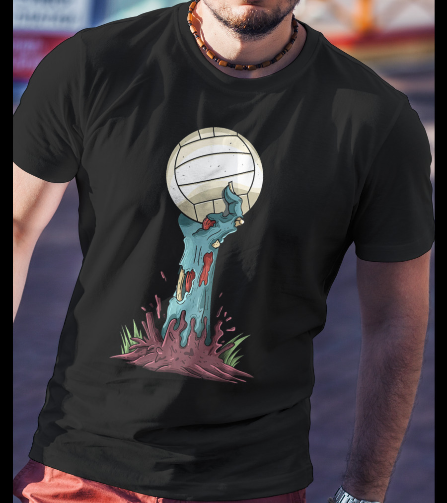 Zombie Hands Rising With Volleyball T-Shirt