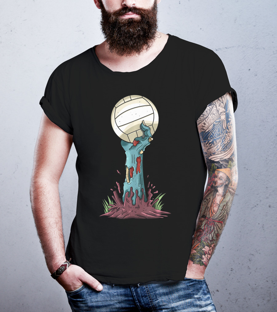 Zombie Hands Rising With Volleyball T-Shirt