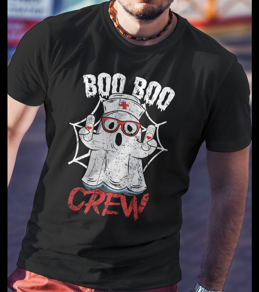 Boo Boo Crew Halloween Costume Nurse Ghost T-Shirt