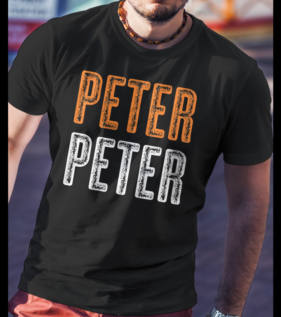 Peter Peter Pumpkin Eater Halloween Style Text Orange White T-Shirt