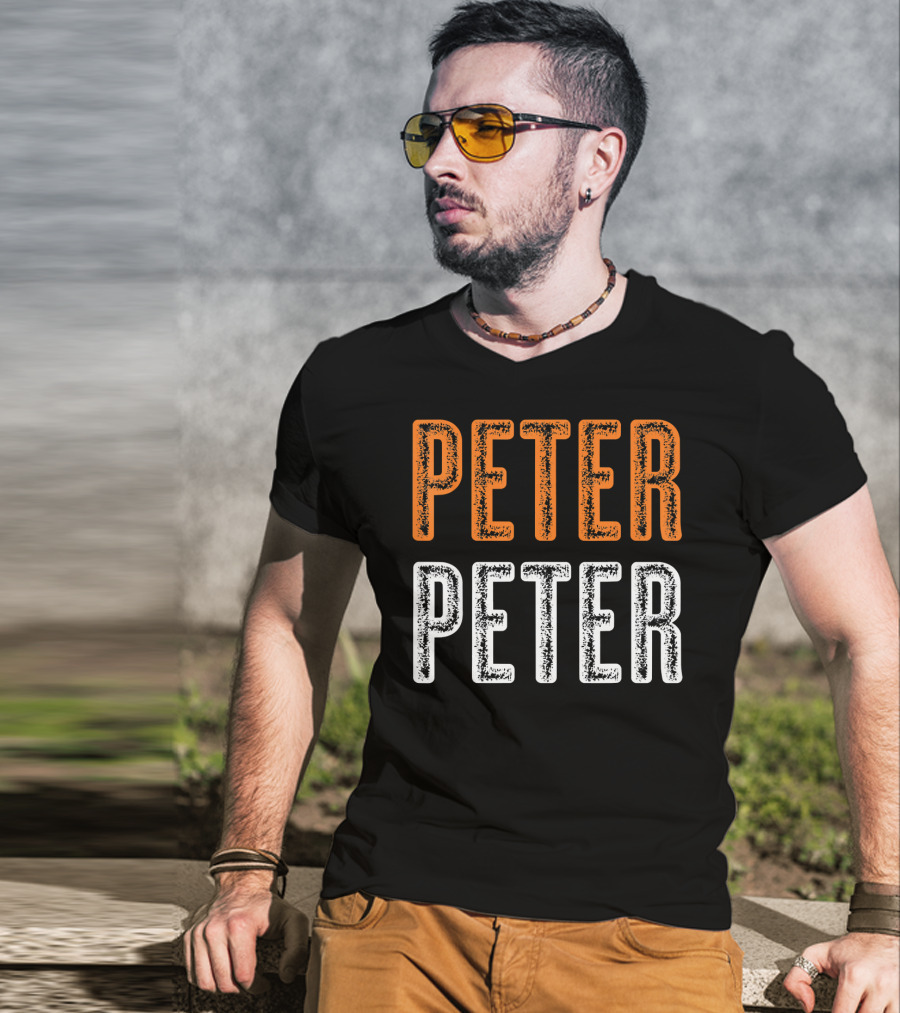Peter Peter Pumpkin Eater Halloween Style Text Orange White T-Shirt
